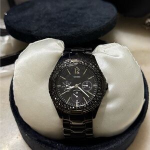 Guess Unisex Black Watch with Crystal Detailing